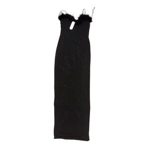 Speechless Black Strapless Dress with Feather Detail
